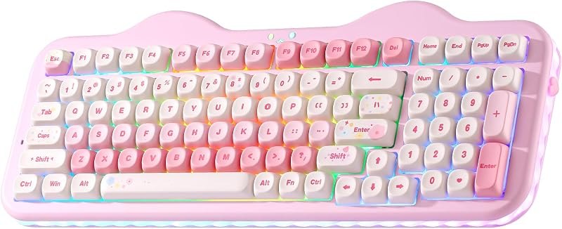 YUNZII C98 Cute Cake Wireless Mechanical Keyboard(Pink, Candy Switch) — custom mechanical keyboard for custom
