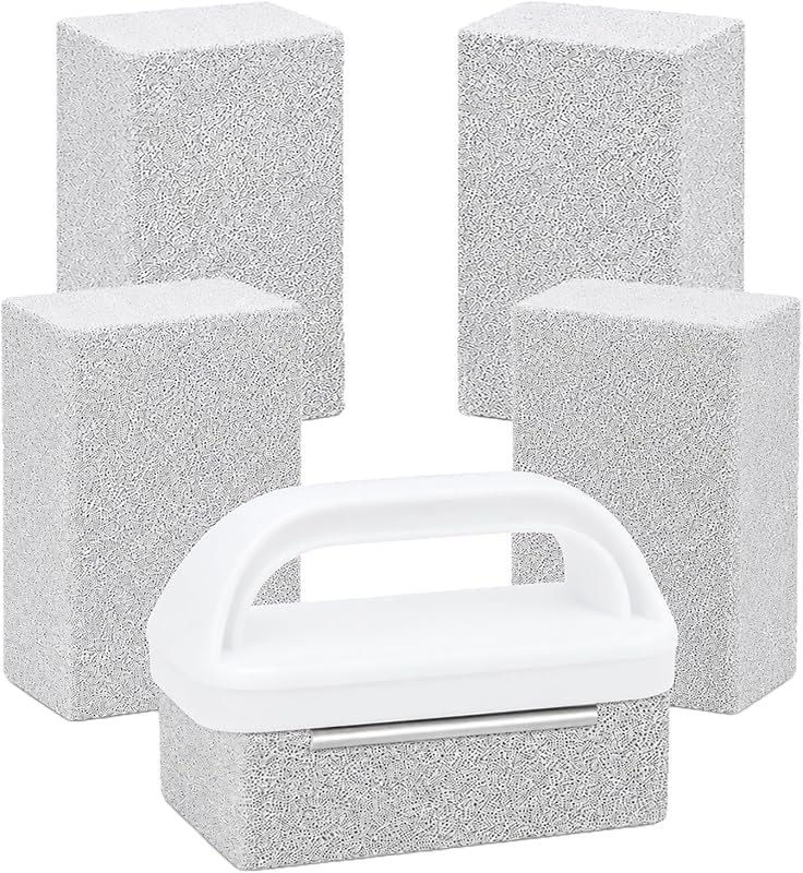 Heavy Duty Grill Cleaning Brick with Handle, Durable Griddle Pumice Stone Cleaning Blocks Removing Stains for Flat