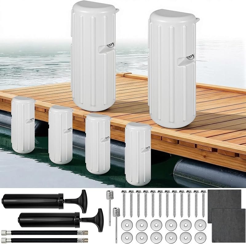 2 Set Dock Bumpers Fenders for Edging Docking Inflatable Marine Dock Fenders with Pump and Mounting Hardware Straight
