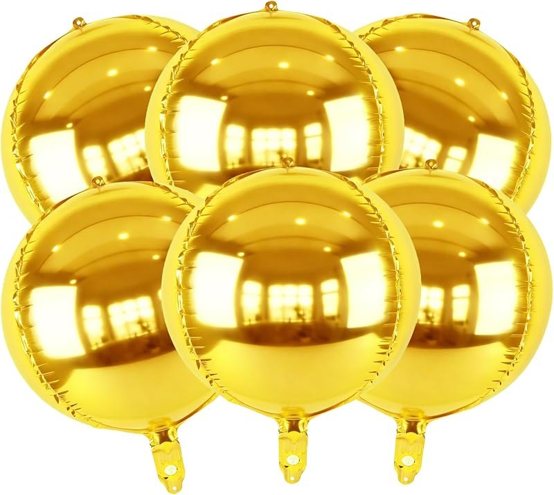 6pcs Gold Foil Balloons 22inch Round Balloons for Birthday Party Decor — metallic gold balloons for metallic gold