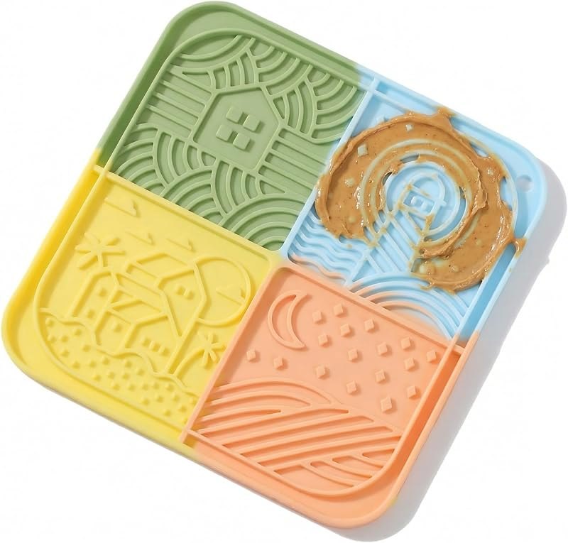 Dog Lick Mat with Suction Cups, Silicone Slow Feeder Mat for Anxiety Relief, Multicolor — pets slow feeder for pets