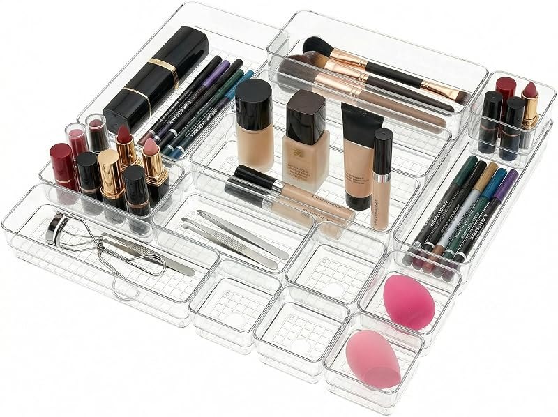 Clear Acrylic Makeup Organizer and Make Up Storage for Vanity - 4 Sizes Multi-layer Plastic Vanity Storage Organizer