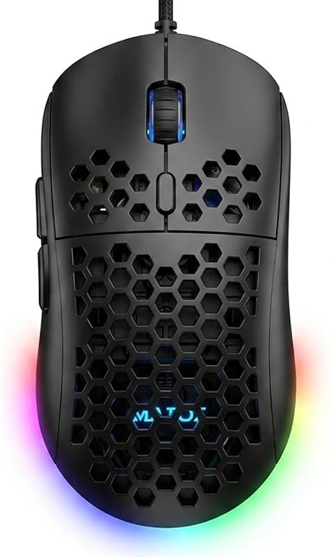 MR.FOX M1 Honeycomb Gaming Mouse Wired, 75g Lightweight, Black