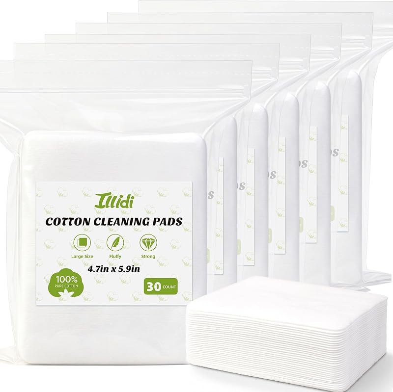 ILLIDI Cotton Pads for Diaper Change & Skincare, 180 Count, Ultra Soft 100% Cotton Extra Large Cotton Pads for