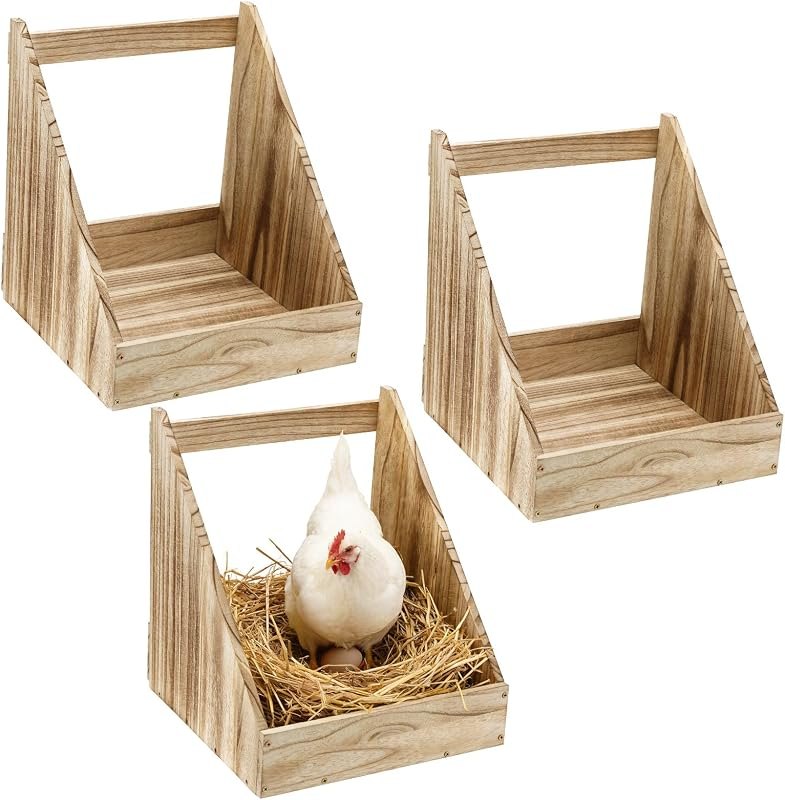 3 Pcs Nesting Boxes for Chickens, Safe, Easy Access & Assembly — wooden chicken coop for wooden chicken coop