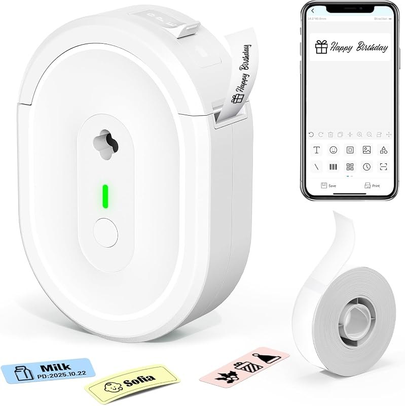 Bluetooth Label Maker Machine N12 Mini Thermal Label Printer, White — portable thermal label printer for portable