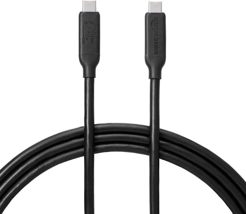 Amazon Basics USB-C to USB-C 4 Fast Charger Cable, 80Gbps, 240W Charging, 8K & 16K Video, 5 Ft, Thunderbolt 3 & 4