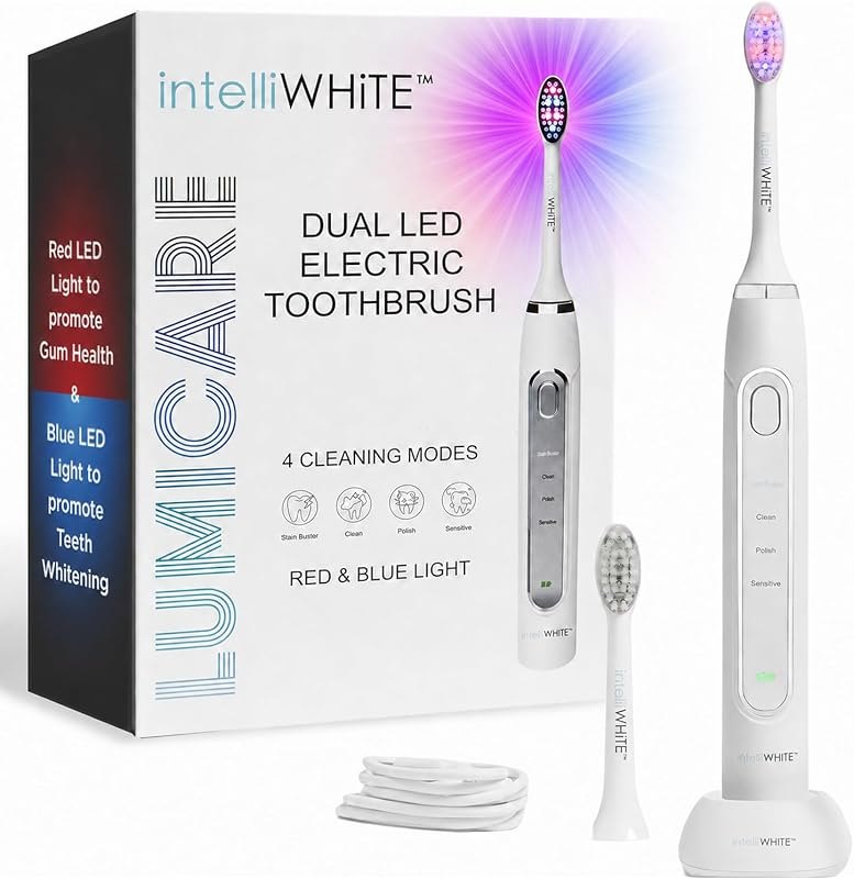 LUMICARE Sonic Electric Toothbrush, Red & Blue LED, Rechargeable, 4 Modes — best samsung addyson toothbrush for