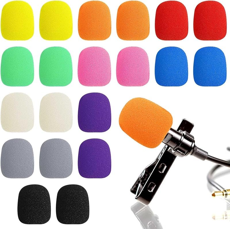 Augshy 20 Pack Mini Headset Mic Foam Covers,Small Microphone Windscreens Headset for Noise Reducing Foam Protection