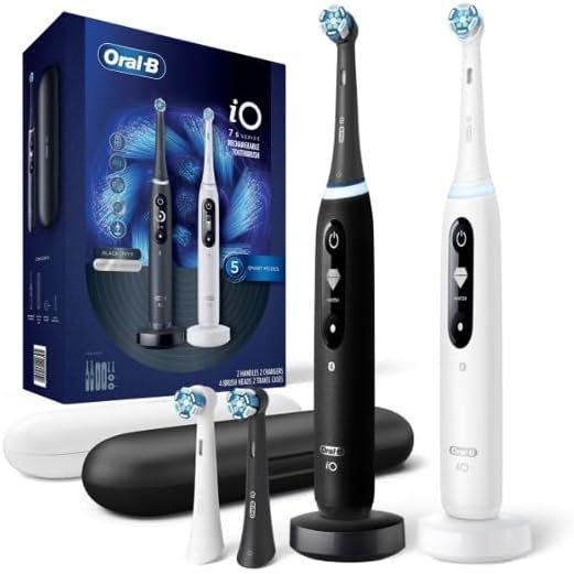 iO Series 7 Electric Toothbrush, Sapphire Blue & White Alabaster (2 Pack) — oral-b ious electric toothbrush for oral