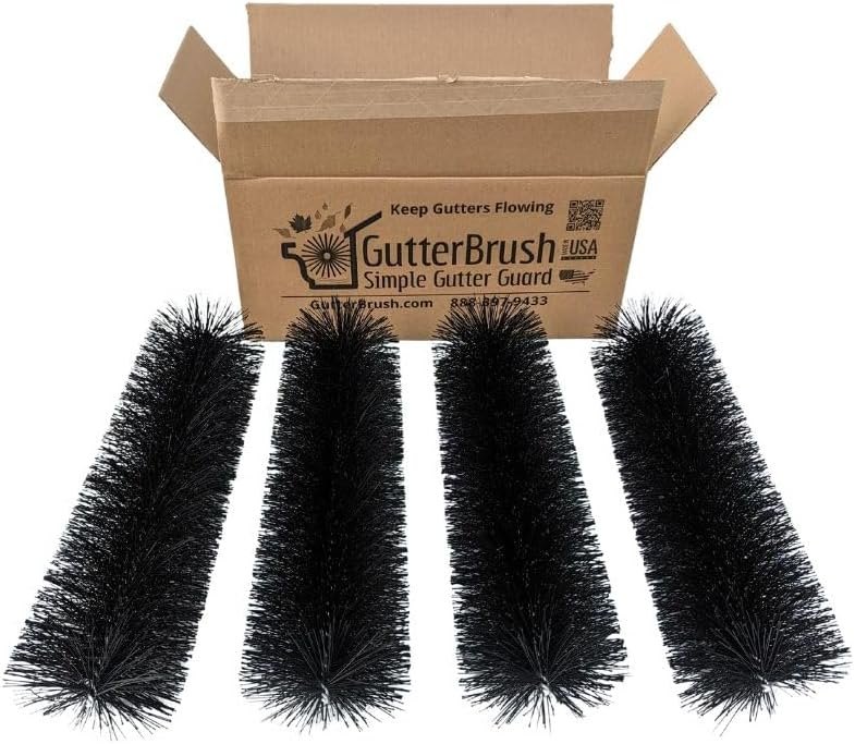 GutterBrush 4.25" Downspout Guards, Fits 5 Inch Gutters, 4-Pack 18" — rain gutter brush for rain gutter brush