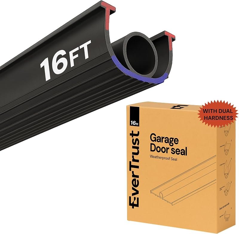 16Ft/5M Garage Door Bottom Seal Dual Hardness 5/16 inch T-Ends — garage door weather seal for garage door weather seal