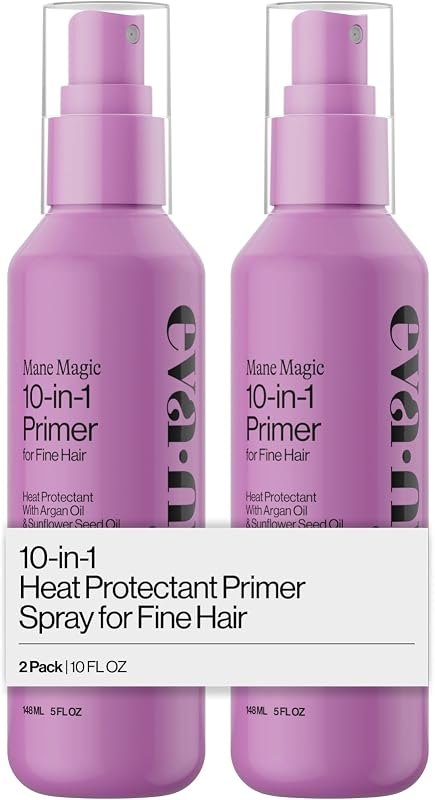 Eva NYC Mane Magic 10-in-1 Heat Protectant Set for Fine Hair - Anti-Frizz Heat Protection Spray Gift Set - Sunflower +