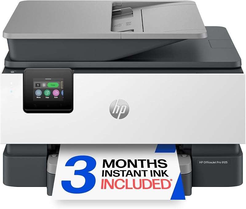 HP OfficeJet Pro 9125 Wireless All-in-One Color Inkjet Printer, Print, Scan, Copy, Fax, ADF, Duplex Print/scan