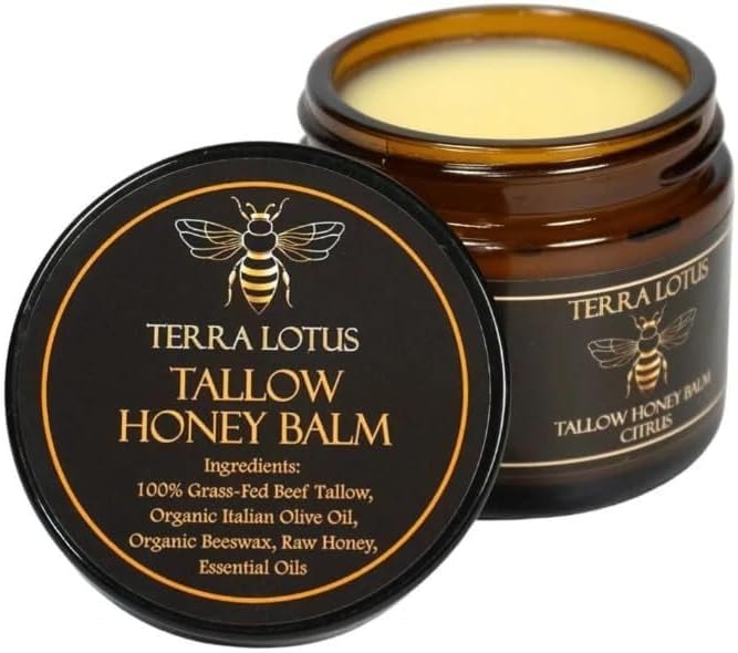 Organic Grass-Fed Beef Tallow Balm with Raw Honey — also listed for Terra Lotus - Organic Grass-Fed Beef Tallow Balm