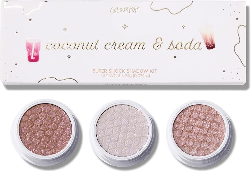 ColourPop Coconut Cream & Soda Super Shock Eye Shadow Trio - High-Pigment, Crème-Powder Pinky Nude Eye Makeup -