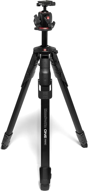 Manfrotto ONE Photo, Aluminum Tripod Kit, XPRO Ball Head Arca Swiss, 26.4lbs Load, 90° Horizontal Column, XTEND Legs