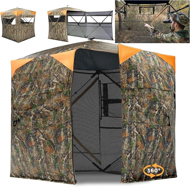 Hunting Blind -360° See Through 2/3/4 Person Ground Blinds for Deer Hunting