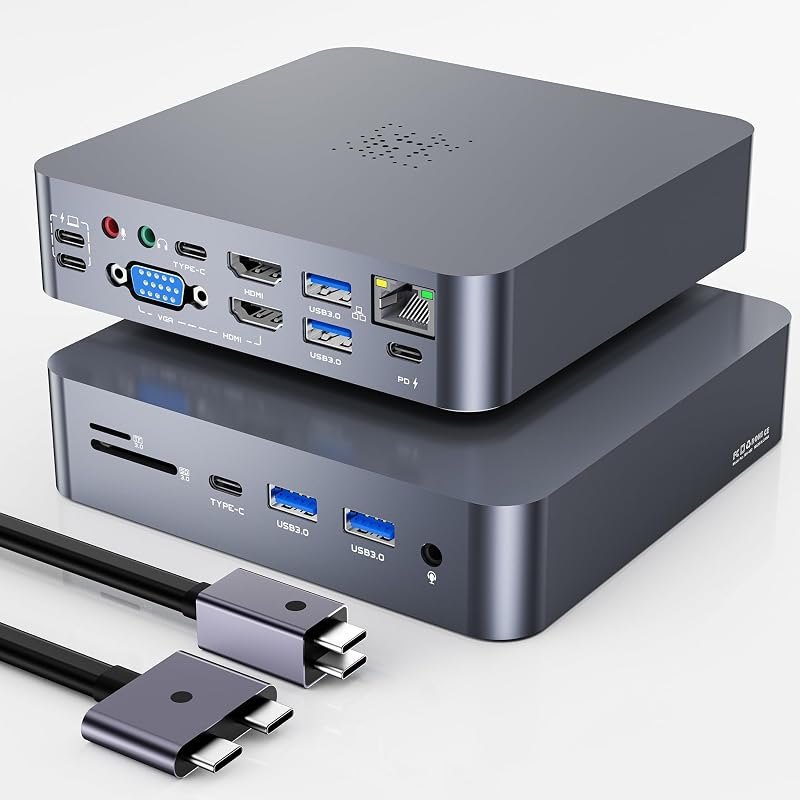 18-in-2 MacBook Docking Station Dual 4K Monitor for M1-M5 Pro/Max, USB C Docking Station with 100W Power Delivery