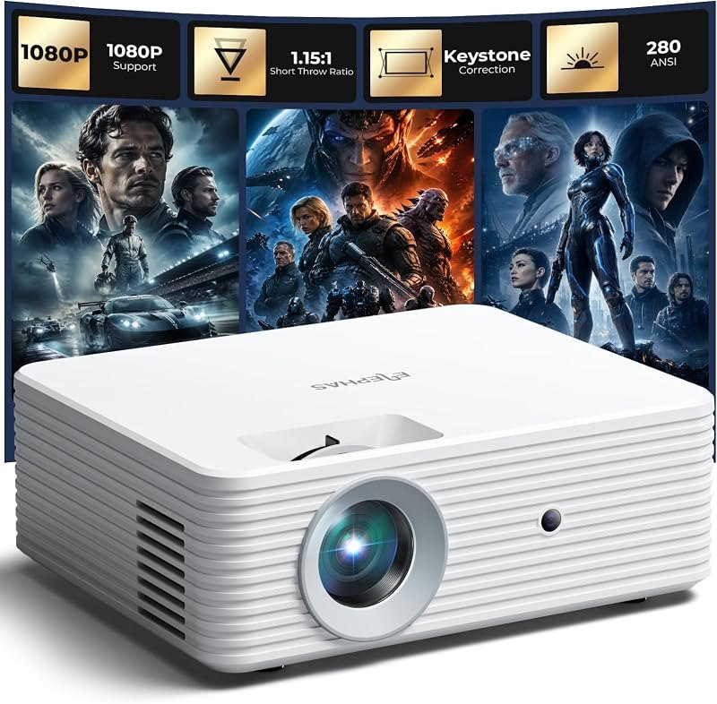 Mini Projector for iPhone, ELEPHAS Portable Projector for Bedroom — pocket projector with battery for pocket projector