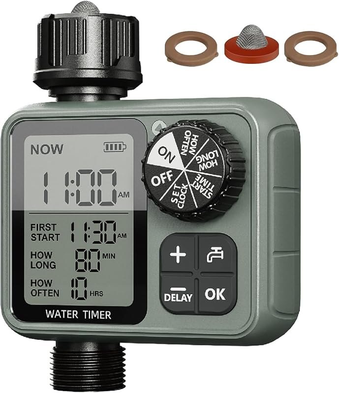 CMARS Sprinkler Timer for Garden Hose, Programmable Water Timer with Rain Delay & Manual Mode, Automatic Drip