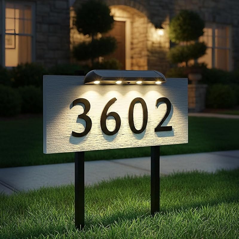 AGPTEK Solar Address Sign Light with 3 Color Temps (3000K/6000K) 1 Pack — pixel address lights for pixel address lights