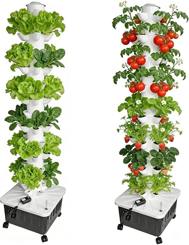 14 Layer Hydroponic Tower with 70 Slots, Hydroponics Growing System Kit with 5.3Gal Water Tank and Pump, Vertical