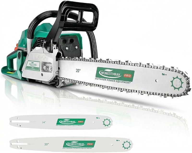 62cc Gas Chainsaw, 20 Inch 14 Inch Chain Saw, Gas Powered Chainsaws, 2-Stroke 3.5-HP Gasoline Power Chain Saws with