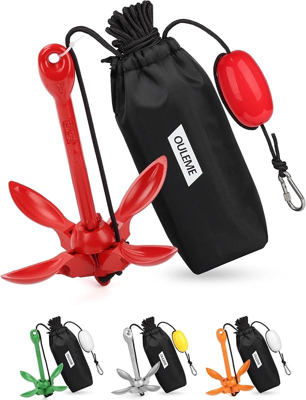 1.5/3.5 LB Folding Grapnel Anchor Kit with 40 FT Rope & Buoy, for Boat, Kayak, Canoe, Small Watercraft, SUP, PWC, Jet