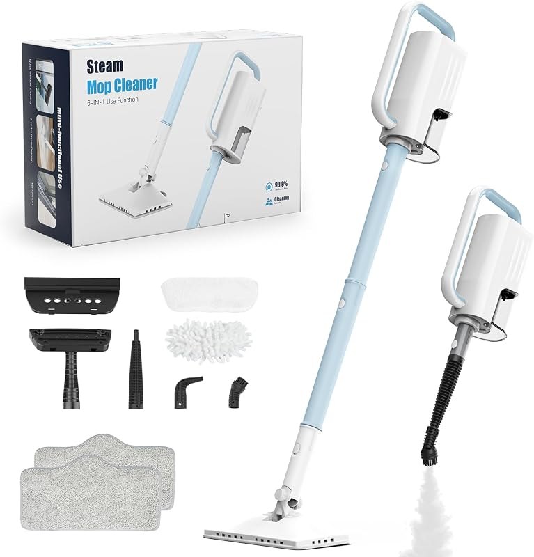Steam Cleaner, 6 in1 Rotated Steam Mop Cleaner with 2 Modes, 2 Microfiber Pads, 400ML Removable Tank, 23FT Power