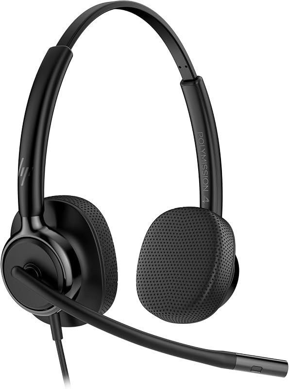 HP Poly Mission 420 Wired USB Headset with Mic for PC & Work — Teams certified headset for teams certified headset