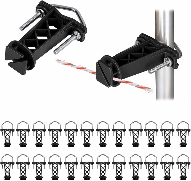 25 Pcs Black Tube Electric Fence Insulators for Square & Round Pipe — farm fence insulator for farm fence insulator
