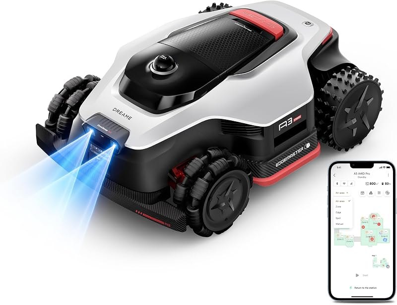DREAME LiDAR 3500 Robot Lawn Mower A3 AWD Pro Wire Free No RTK, 4WD for 38.7° Slopes, Dual AI Vision Robotic Lawn