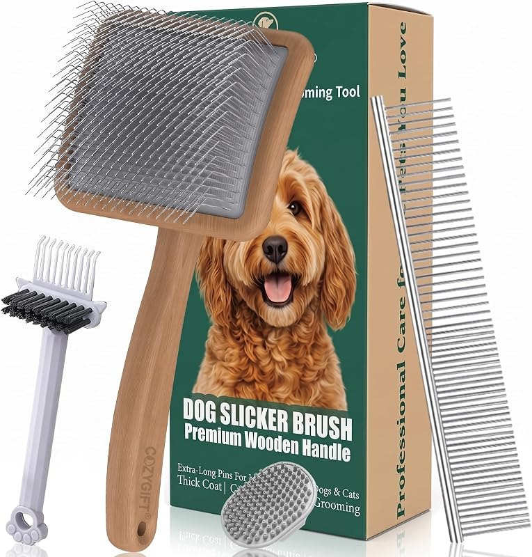 Slicker Brush for Dogs Grooming Kit with Cleaning Rake Tool 4PCS — pets slicker brush for pets slicker brush