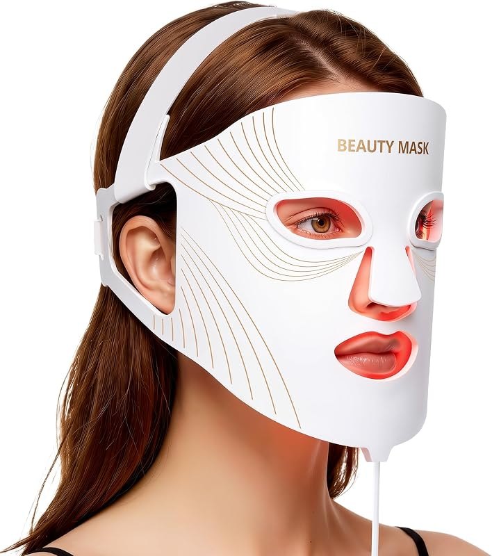 Red Light Therapy for Face, 4 Light Modes, 630 & 850nm NIR LED Face Mask — LED face mask cordless for led face mask