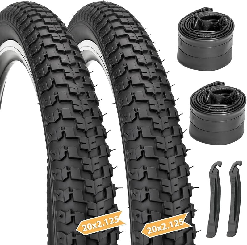 Hycline Kids Bike Tires Set, 2-Pack 16x2.125/20x2.125 Inch Folding Bicycle Tires with Butyl Rubber Inner Tubes & Tire