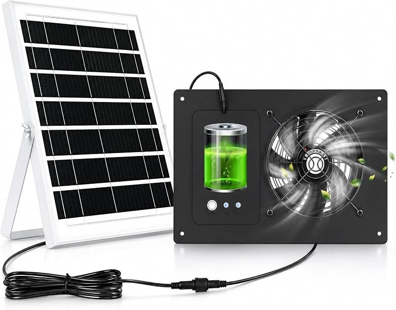 Solar Powered Waterproof Exhaust Fan for Chicken Coop Greenhouse Shed — greenhouse fan timer for greenhouse fan timer