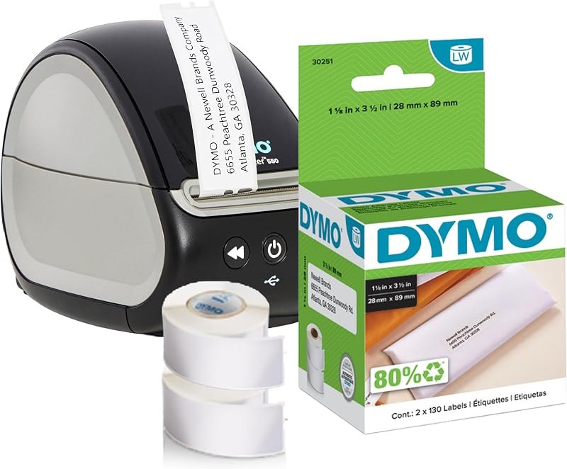 LabelWriter 550 Desktop Label Printer Bundle with 30251 Mailing Address Labels (3-1/2" x 1-1/8"), 260 Total Labels —