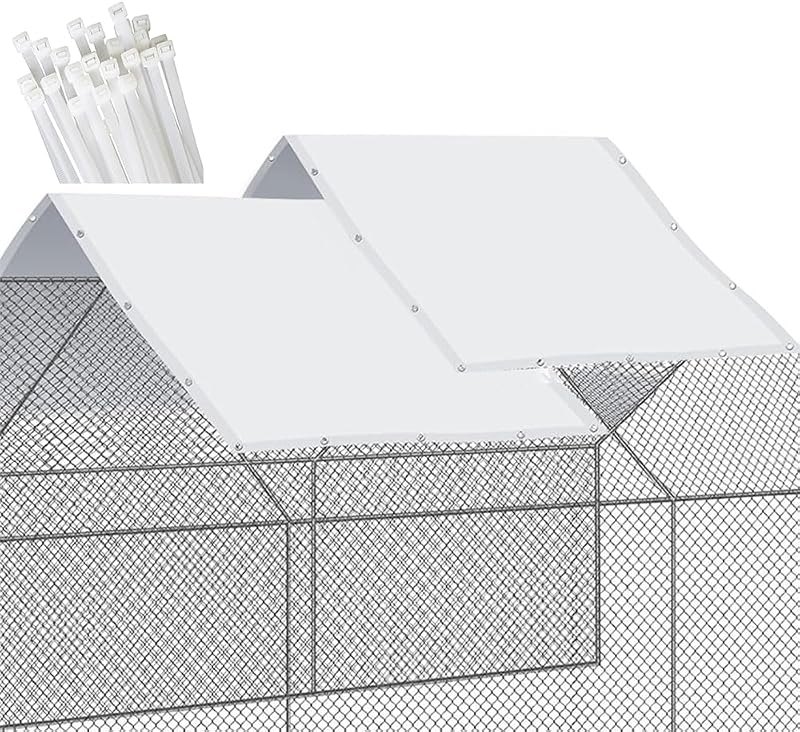 2 Pack Chicken Coop Cover Waterproof, 11.3 * 6.3 FT Chicken Run Cover Coop Tarp with 80 PCS Heavy Duty Zip Ties