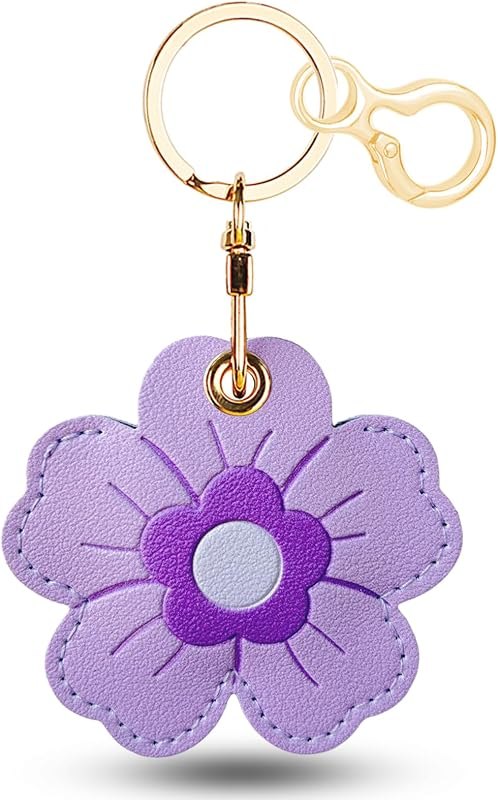 Leather Keychain Holder Compatible with AirTag, Cute Protective Cover Charm for Airtag with Keychain,GPS Tracker Case