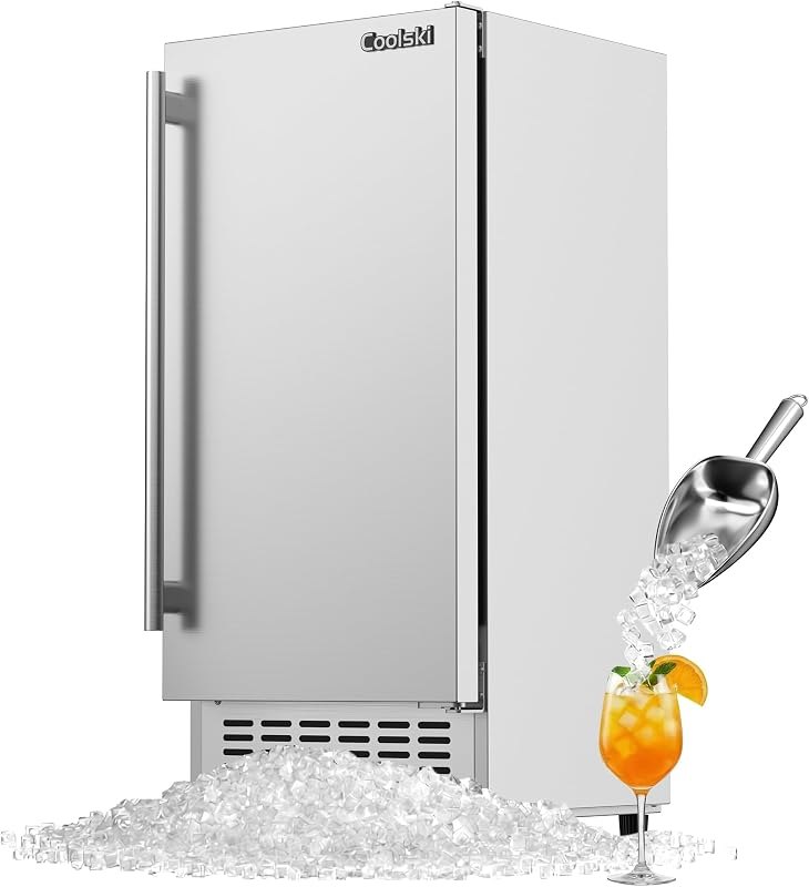 Coolski Undercounter Nugget Ice Maker Machine, Ready in 6 Minutes, Commercial Outdoor Ice Machine for Home Party RV