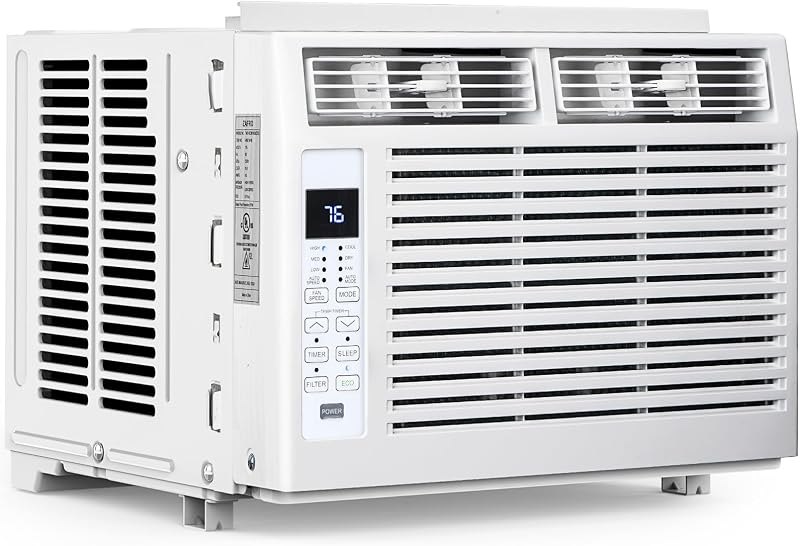 Electactic Window Air Conditioner 6,000 BTU, Window Type AC Unit with Cooling, Dry Mode, 4 Fan Speeds, 24-H Timer