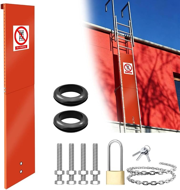 Fixed Ladder Anti-Climb Safety Guard 2-Section Orange Fits 38-75" — ladder safety lock for ladder safety lock