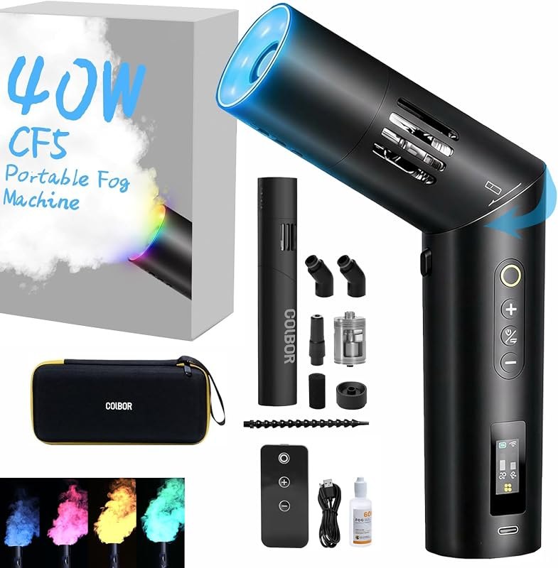 COLBOR CF5 Fog Machine 40W, Mini Handheld Smoke Machine for Photography with Remote Control, Small Fogger Haze Maker