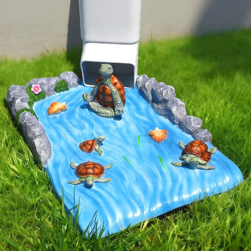 Decorative Downspout Splash Block, Turtle Rain Gutter Diverter — rain gutter guard for rain gutter guard