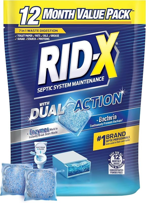 Rid-X® Septic Tank Treatment Pods, Septic Treatment, 12 Month Supply, 12 ct