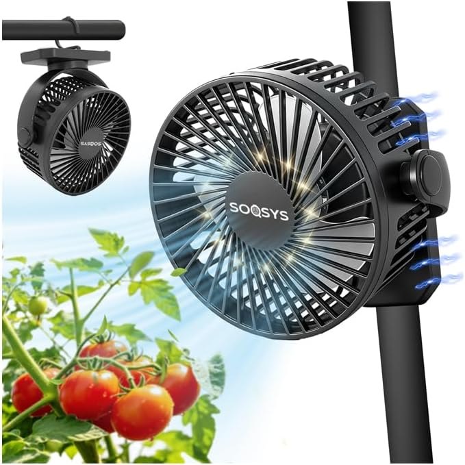 Grow Tent Fan 6”, Magnetic Fan for Greenhouse Plant with Brushless Motor and Hook, 3 Speeds Strong & Quiet Airflow