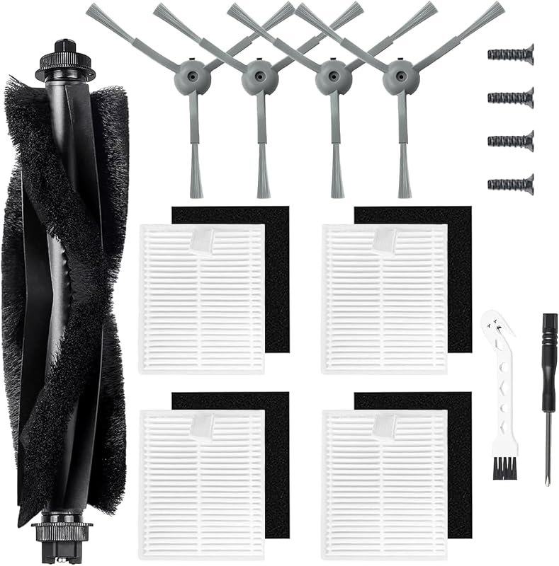 Replacement Parts for eufy L60 & L50 Series Vacuum Robot, Includes 1 Roller Brush, 4 HEPA Filters, 4 Side Brushes, 1