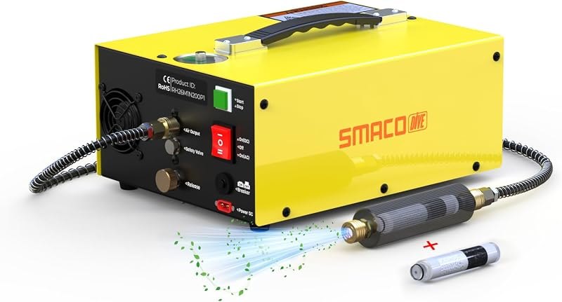SMACO PCP Air Compressor 4500Psi, Auto-Stop, Oil-Free, 350W Motor — oil free air compressor for oil free air compressor