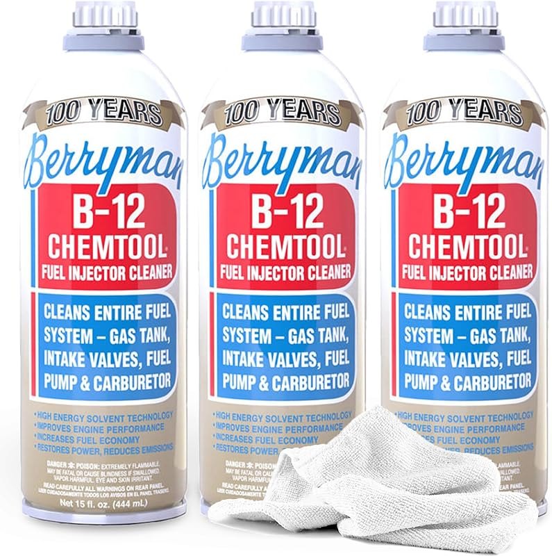 Towel with Berryman B-12 Chemtool 0116 (3 Pack) - Fuel Injector Cleaner, 15oz